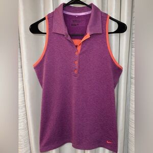 Nike Purple Women’s Golf Sleeveless Polo Tank with Coral Trim